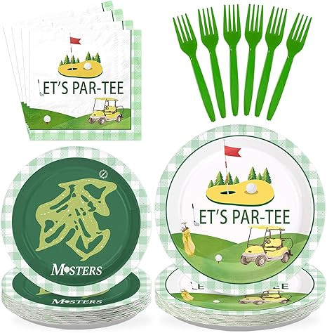 96 Pcs Golf Party Decorations Yellow Green Golf Plates and Napkins Disposable Let’s Par-Tee Tab... | Amazon (US)