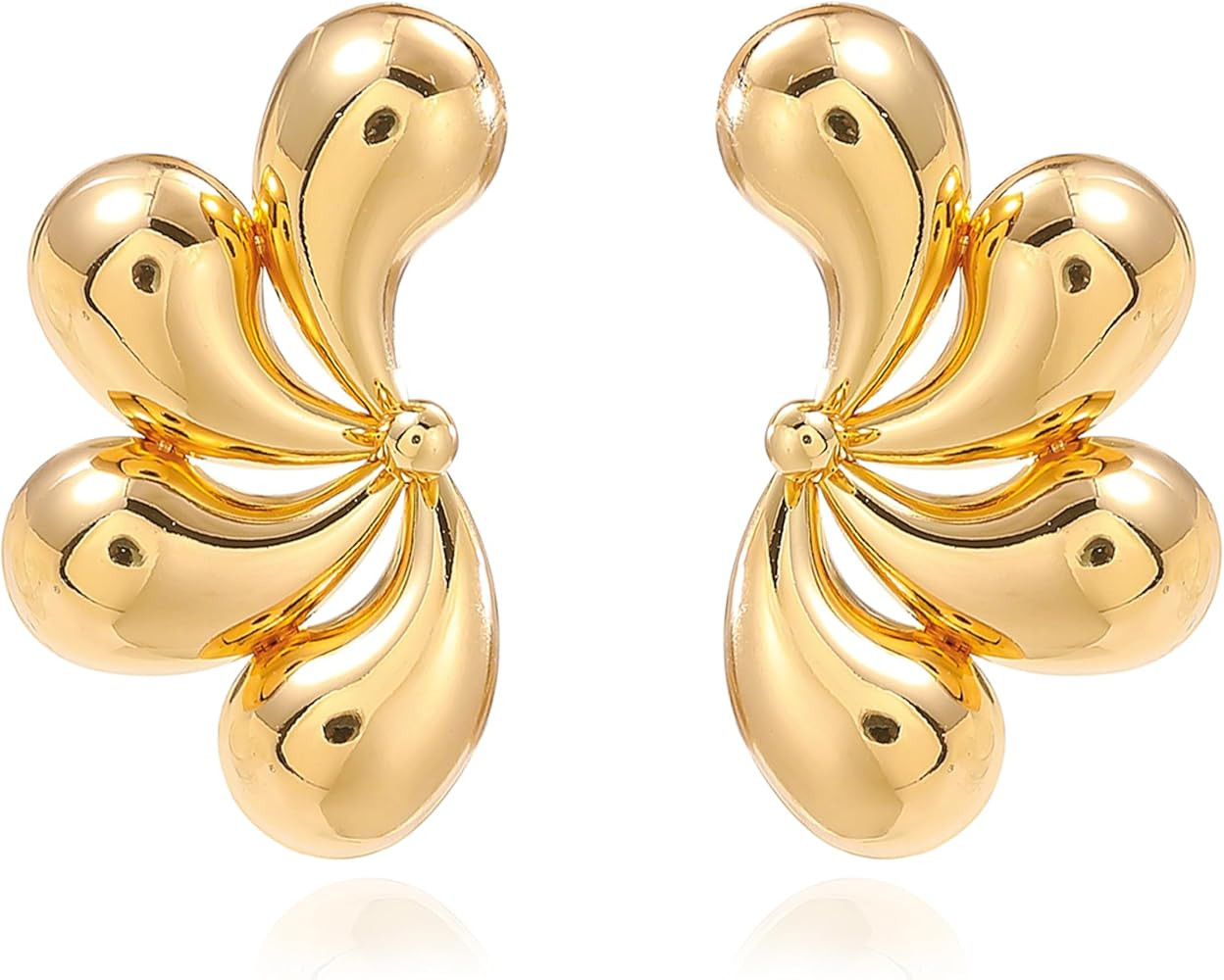 Gold Statement Geometric Dangle Drop Earrings for Women Girls Dupes Earring Chunky Trendy Teardro... | Amazon (US)