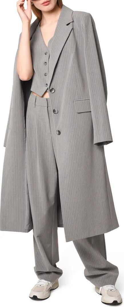 Icon Pinstripe Longline Coat | Nordstrom