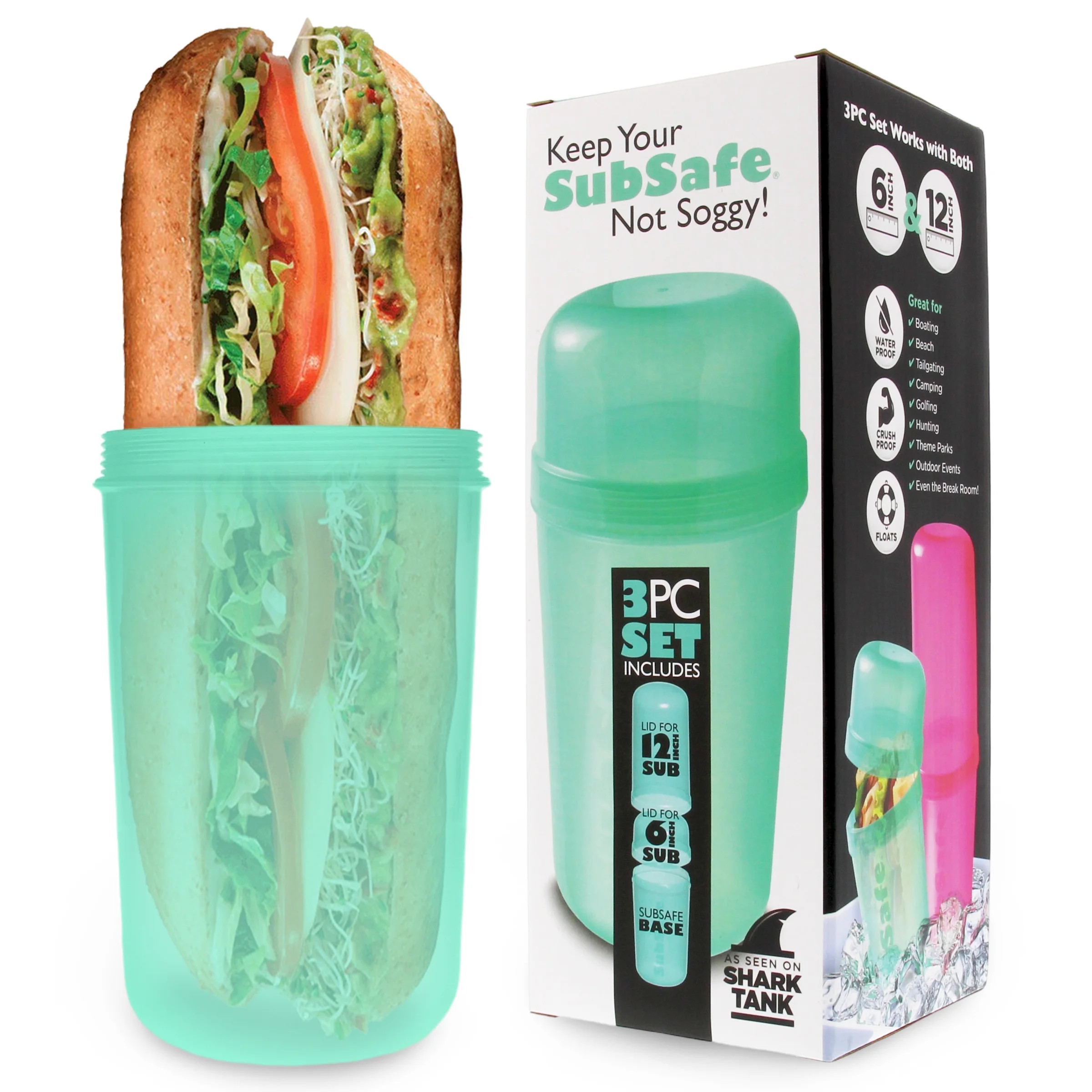 SubSafe Sub Sandwich Plastic Container for Coolers Seafoam Green | Walmart (US)
