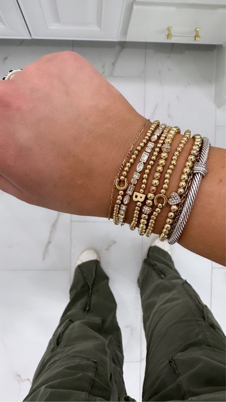 Perfect gift or Valentine’s Day present! Love these bauble bar personal stacking bracelets! Gold tennis bracelet 