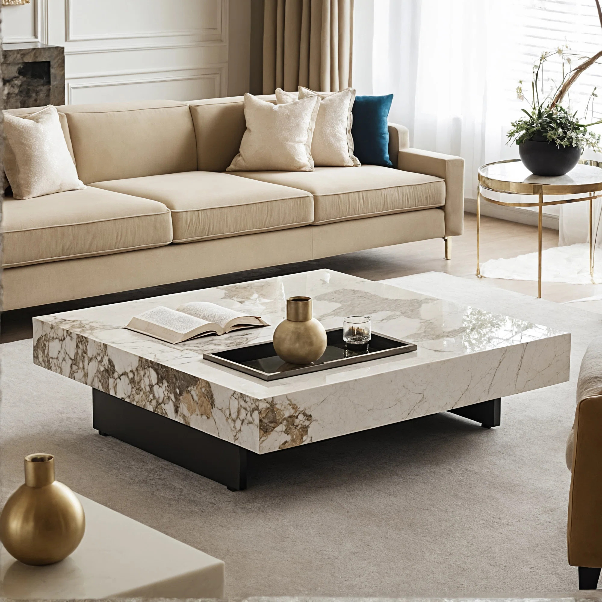 Briamarie 39.37'' Modern Square Sintered Stone Coffee Table,Centre Table | Wayfair North America