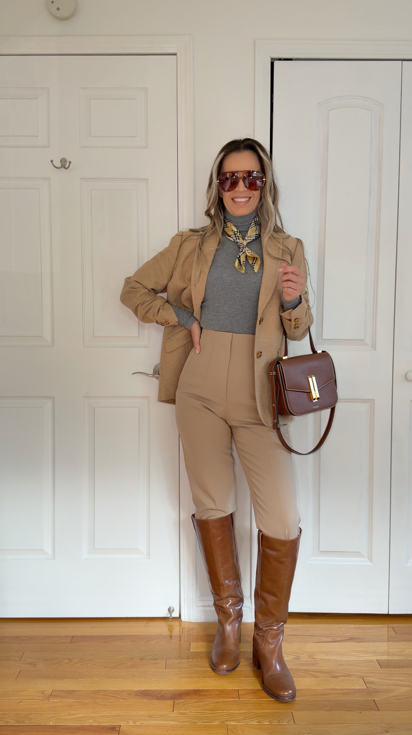  

 Wearing sz 8 in camel shetland wool blazer. I sized up two sizes
I’m 5’5” 122 lbs 

Caramel cognac block heel boots are true to size

Great fall outfit 🍂 

#LTKOver40 #LTKWorkwear #LTKFindsUnder100