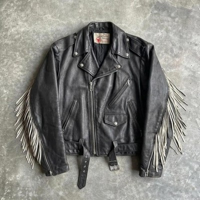 Vintage Fringe Leather Motorcycle Jacket Sears Leather Shop | eBay US