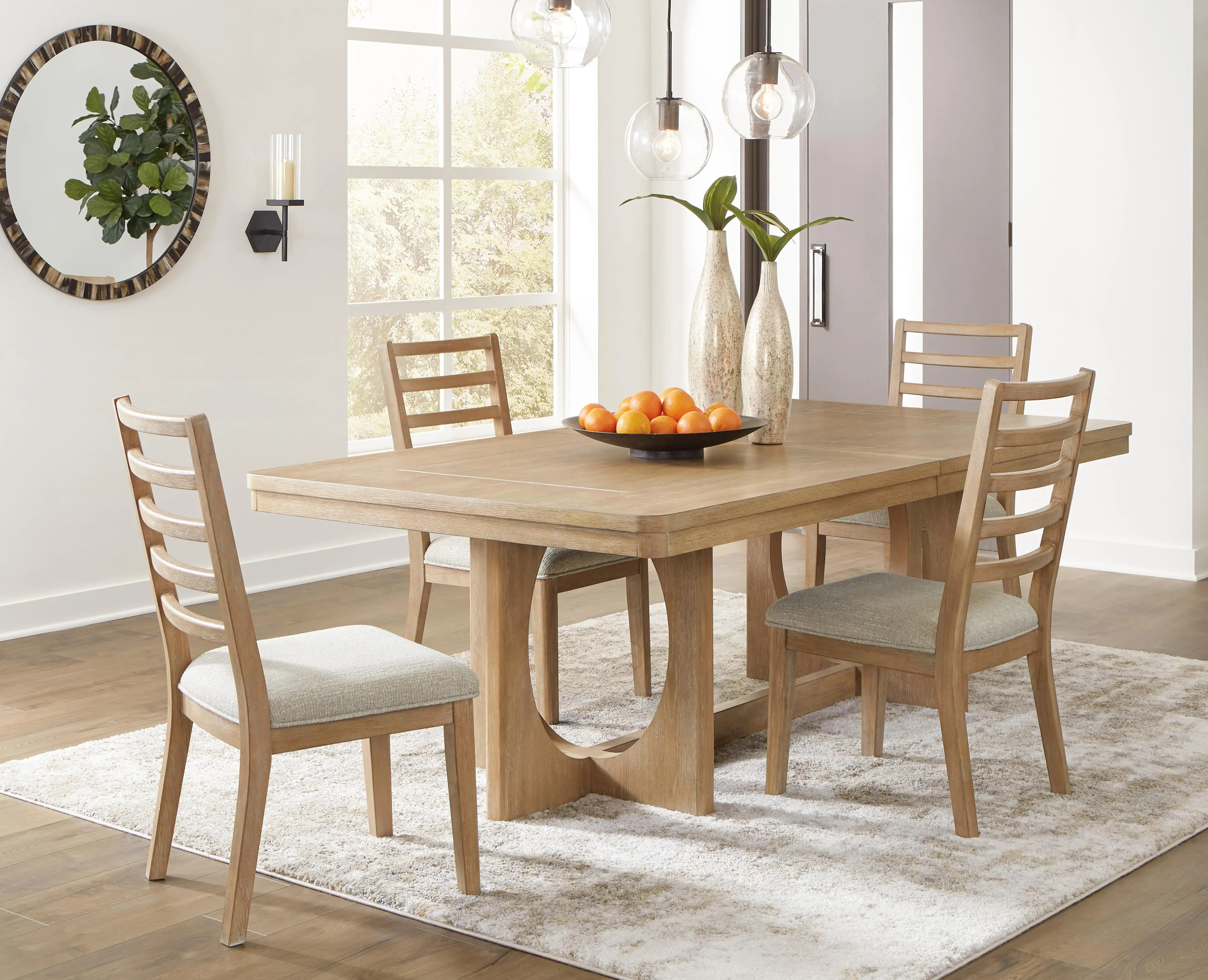 Rencott Dining Table and 4 Chairs, Light Brown | Ashley