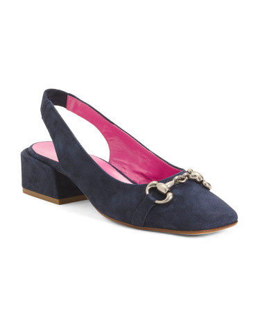 Made In Italy Suede Sling Back Heels With Metal Bit | TJ Maxx