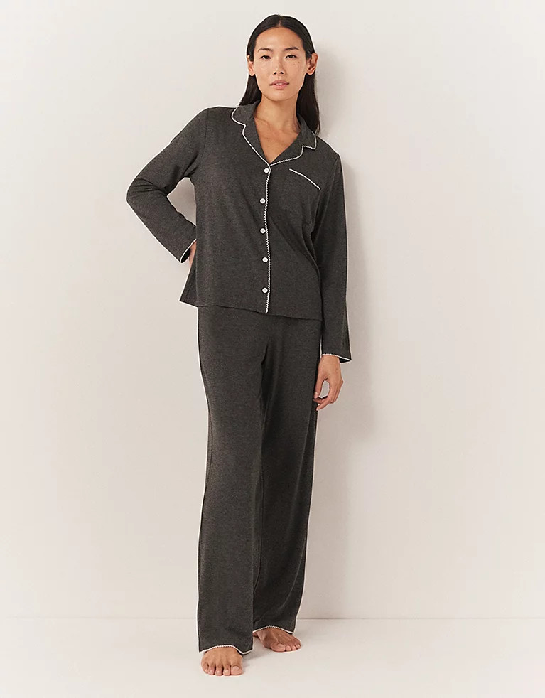 Jersey Stitch Edge Classic Pyjama Set | The White Company UK & ROW