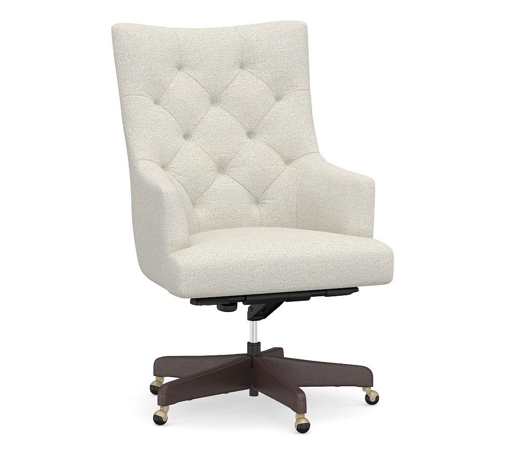 Radcliffe Tufted Upholstered Swivel Desk Chair | Pottery Barn (US)