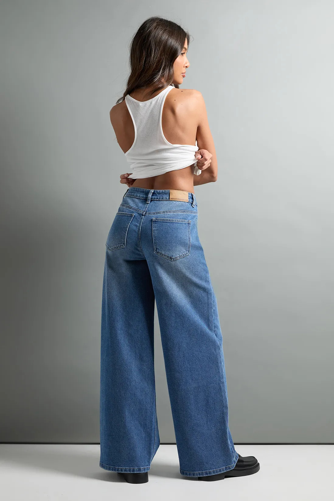 The Mid Waist Wide Leg Jean | Boohoo.com (UK & IE)