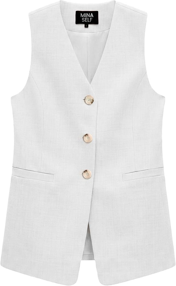 Mina Self 2026 Summer Women's Sleeveless Linen Vest Tops - V-Neck Fully-Lined Breathable Lightwei... | Amazon (US)