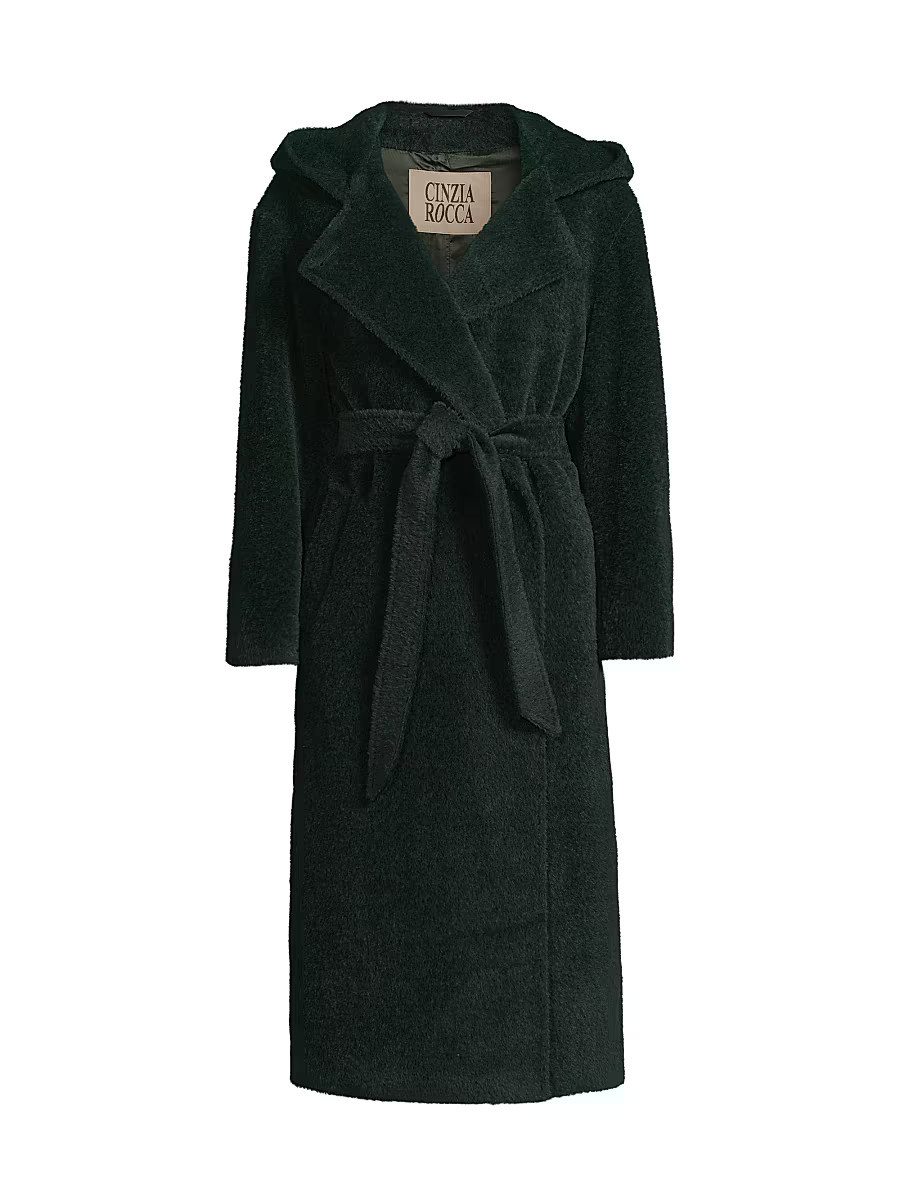 Women's Belted Hooded Coat - Jade Green - Size 10 | Saks Fifth Avenue