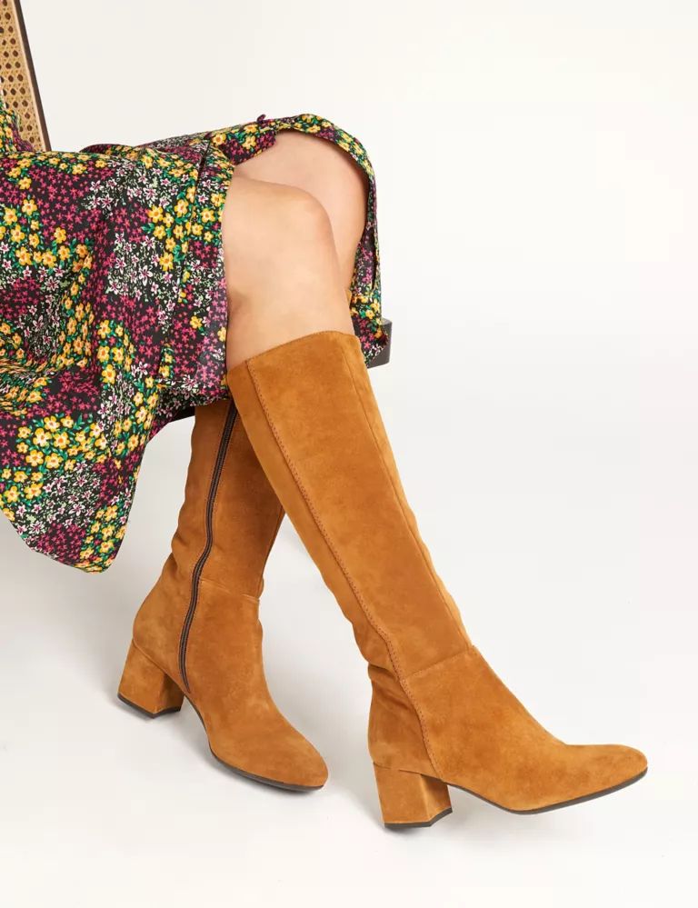 Suede Block Heel Knee High Boots | Marks & Spencer (UK)