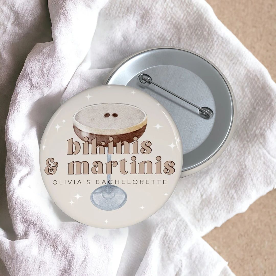 Bikinis and Martinis Bachelorette Buttons Espresso Martini Bachelorette Party Favors Dirty Martin... | Etsy (US)