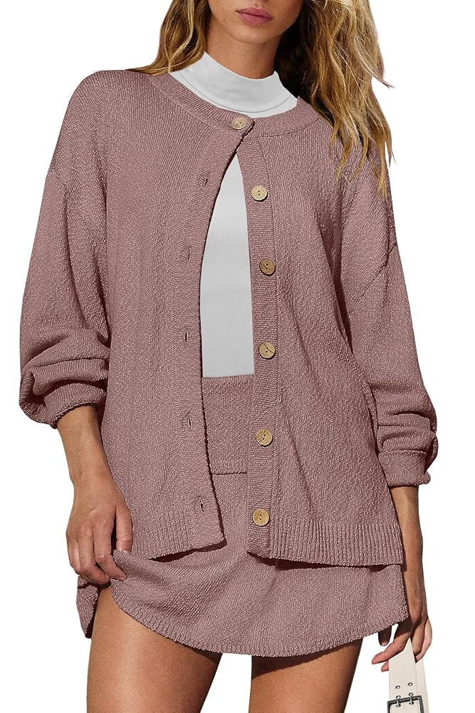 Panadila Womens Sweater Skirt Set 2 Piece Outfits Sweater Skort Set Lounge Cardigan and Knit Skir... | Amazon (US)