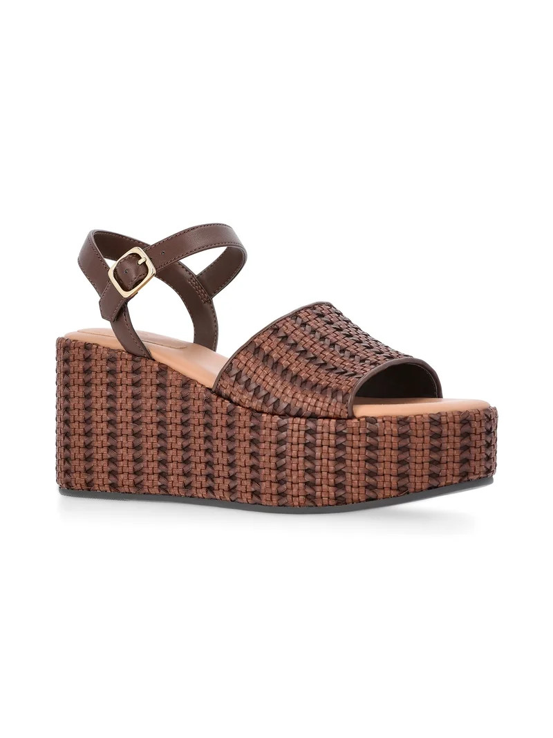 Time and Tru Women's Woven Wedge Heel Sandals | Walmart (US)