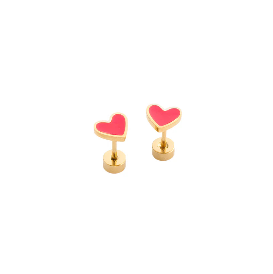 Enamel Heart Stud Earring | Pip Pop Post