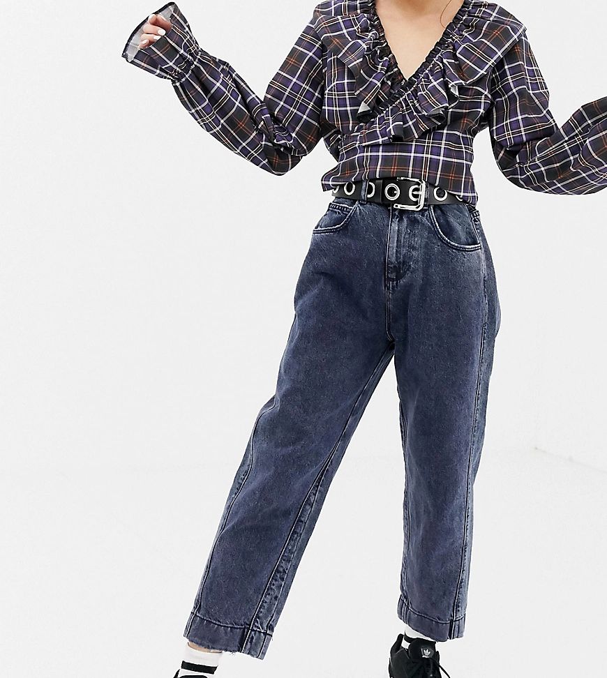COLLUSION Petite x006 mom jeans in dark snow wash-Blue | ASOS (Global)