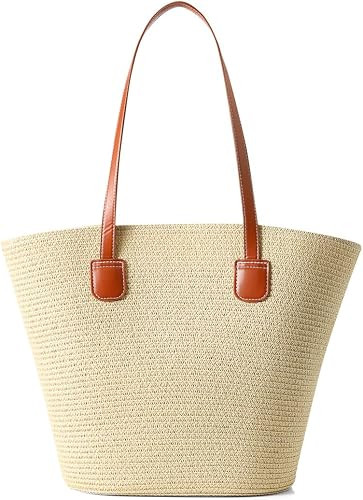 Straw Bags For Women | Travel Straw Totes Bag, Summer Woven Shoulder Bag Handbag | Amazon (US)