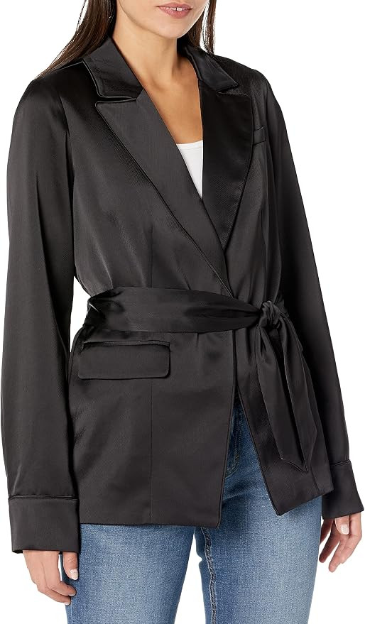 Paige Women's Havenn Blazer Notch Collar Removeable Self Tie Piping Detail in Black | Amazon (UK)