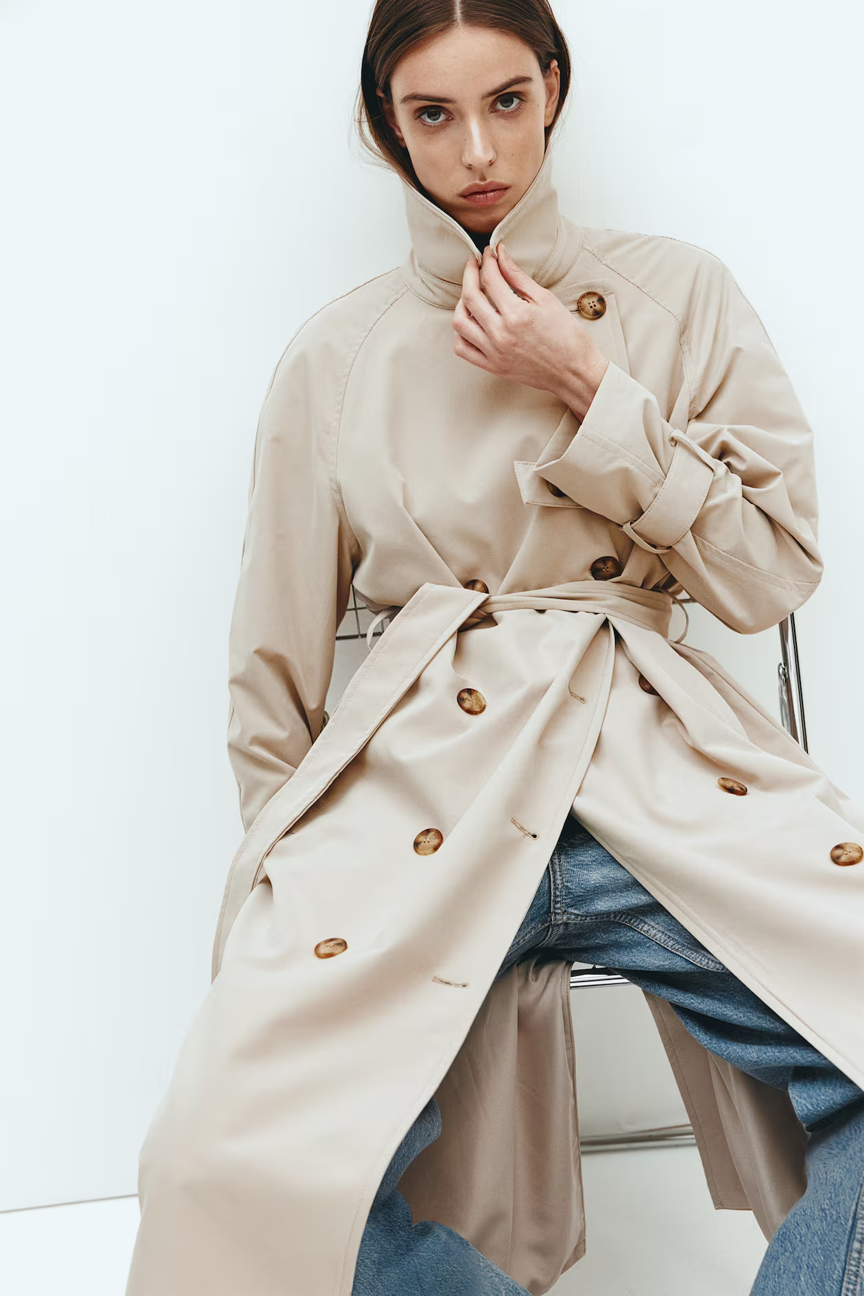 Zweireihiger Trenchcoat - Beige - Ladies | H&M AT | H&M (DE, AT, CH, NL, FI)