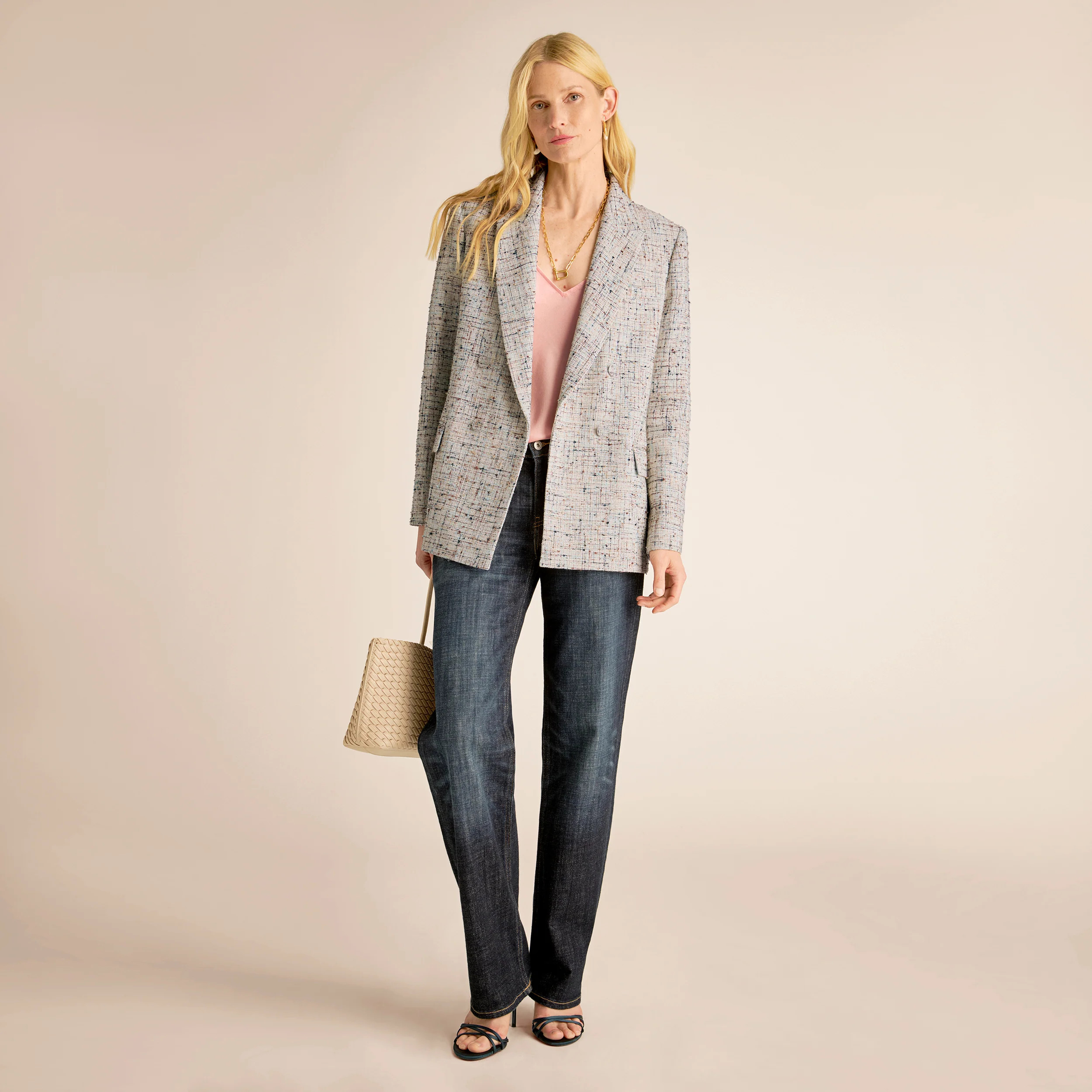 O'Hara Boyfriend Blazer - Confetti Slub :: Ivory/Blue Multi | MM LaFleur