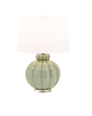 27.5in Ribbed Glass Table Lamp With Drum Shade | Marshalls