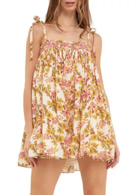 Free The Roses Women's Bow Tie Floral Flouced Romper | Belk