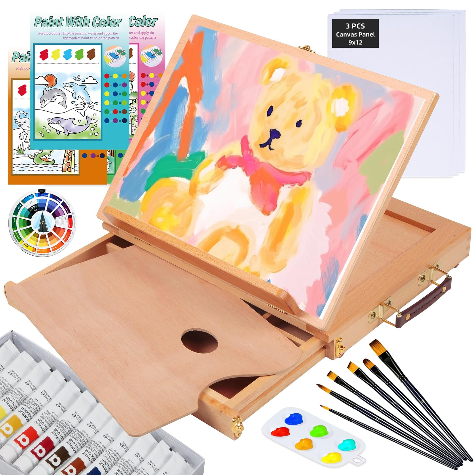 Falling in Art 29 Pcs Acrylic Paint Set with Tabletop Easel, Painting Kit with 12 Acrylic Paints ... | Amazon (US)