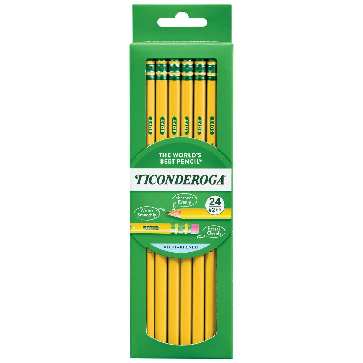 Ticonderoga #2 Wood Pencils, 2mm, 24ct: School Supplies, Erasable, Yellow, Kids, Art & Stationery... | Target