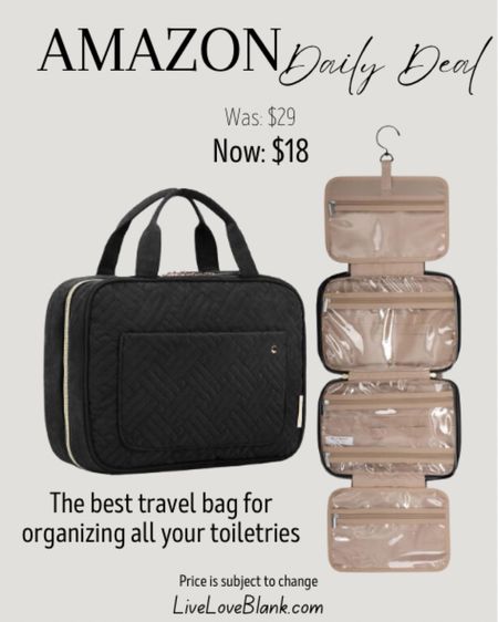 Amazon daily deal 
The best travel bag for your toiletries only $18! I’ve had for years and love it 

#LTKItBag #LTKTravel #LTKFindsUnder50