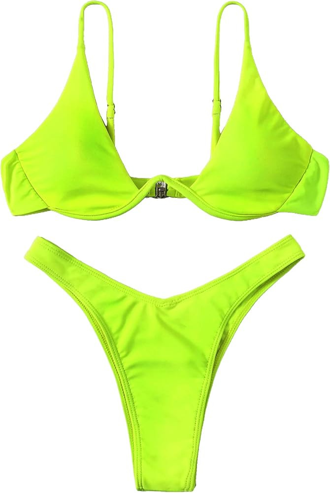 Verdusa Women's Sexy Triangle Bathing Two Pieces Swimsuit Bikini Set | Amazon (US)