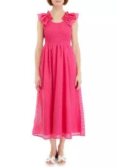 Women's Ruffle Smocked Shadow Pleated Dress | Belk