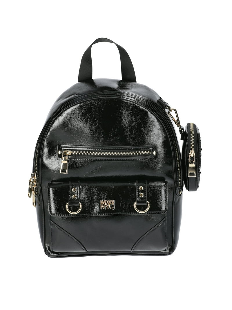 Madden NYC Women's Faux Leather Dome Ring Backpack, Black | Walmart (US)