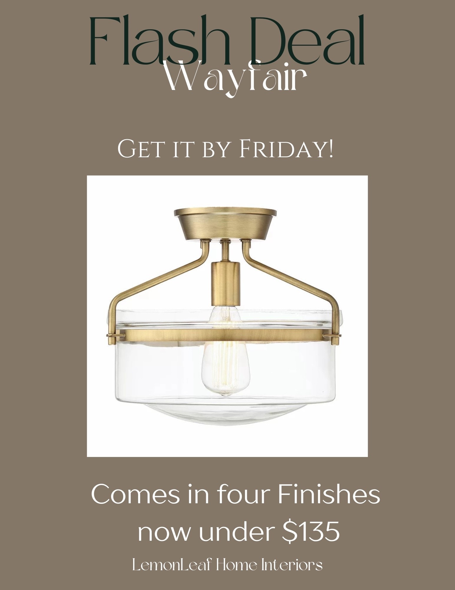 Brass ceiling light on flash deal @Wayfair for Presidents’ Day 


#LTKSaleAlert #LTKHome