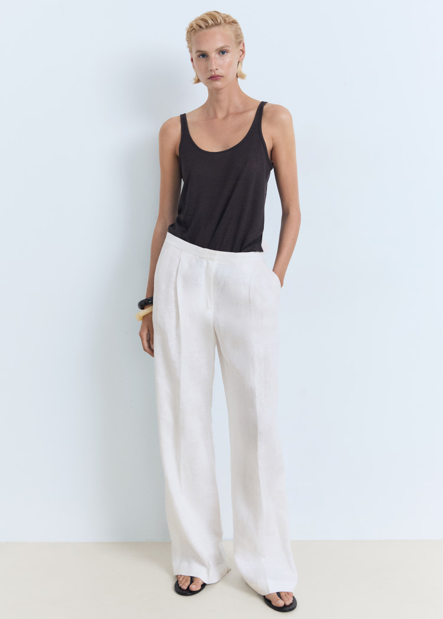 Strappy linen top - Women | MANGO United Kingdom | MANGO (UK)