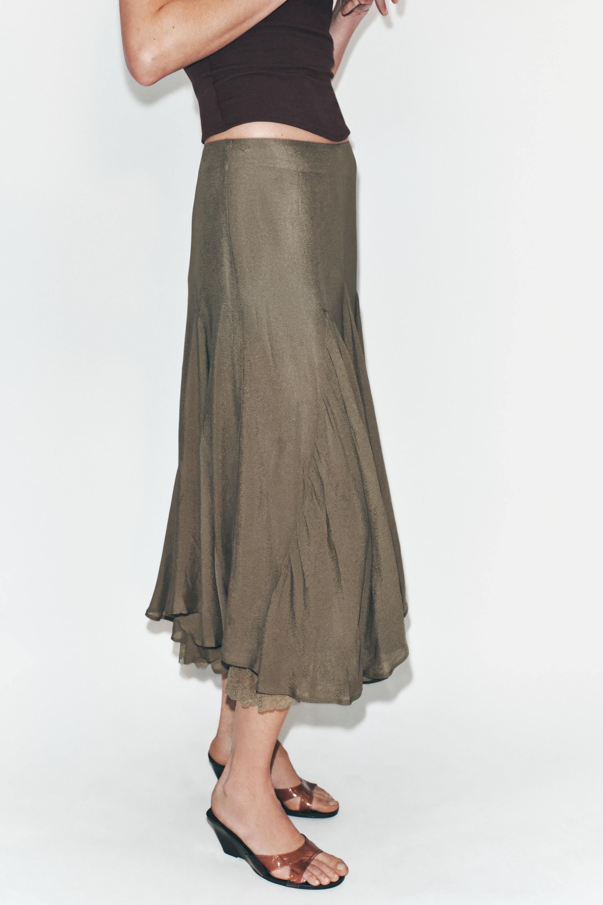 FLOWY GORED LACE SKIRT | Zara US