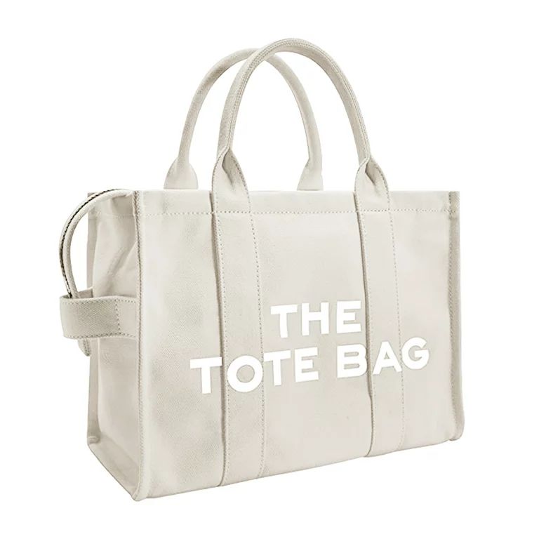 Canvas Tote Bags For Women,Handbag Tote Purse With Zipper Canvas Crossbody Bag(Beige) | Walmart (US)