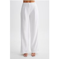 Adrina Straight Leg Linen Pant - White | MESHKI US