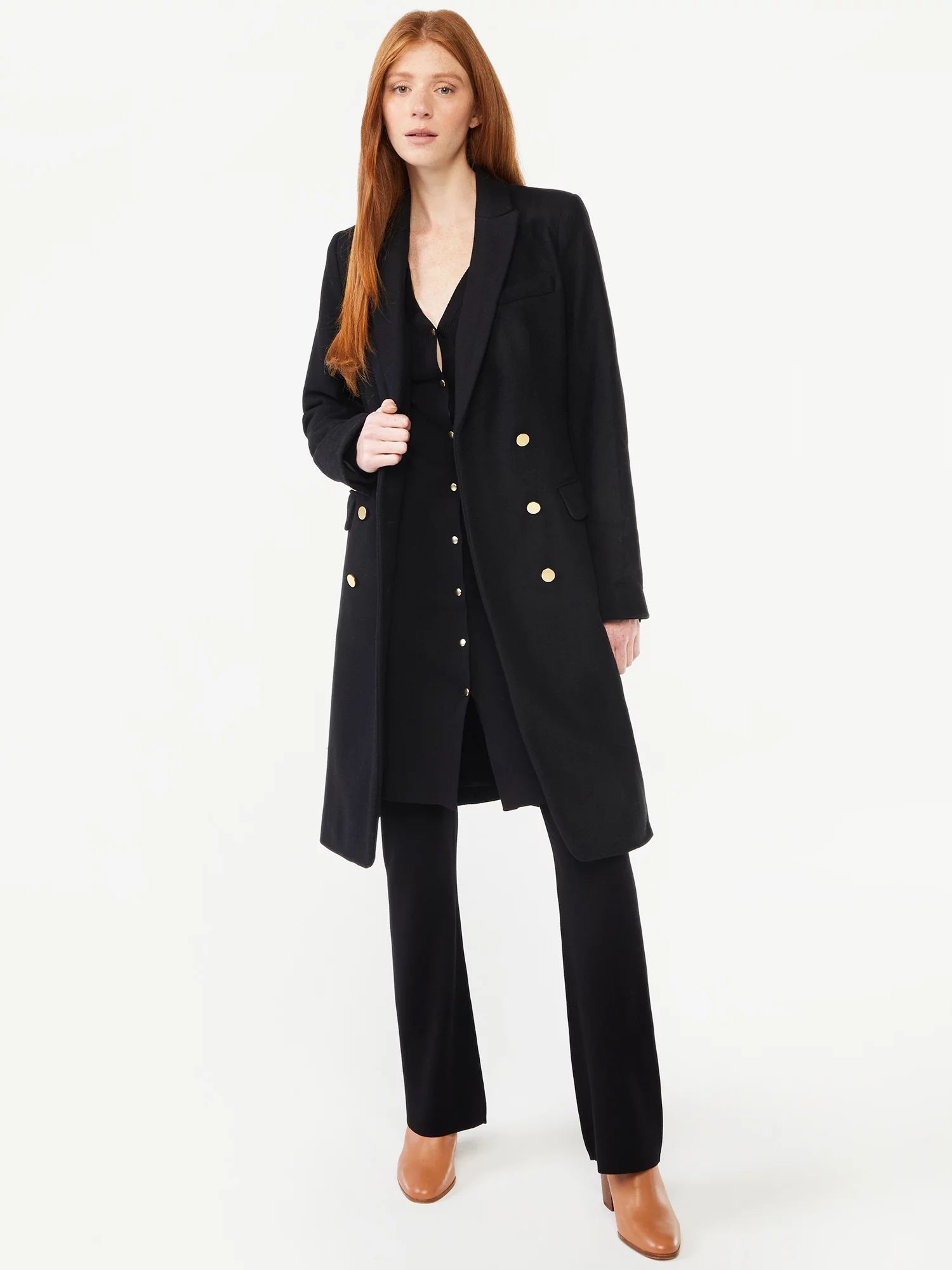 Free Assembly Women's Double Breasted Coat, Midweight | Walmart (US)