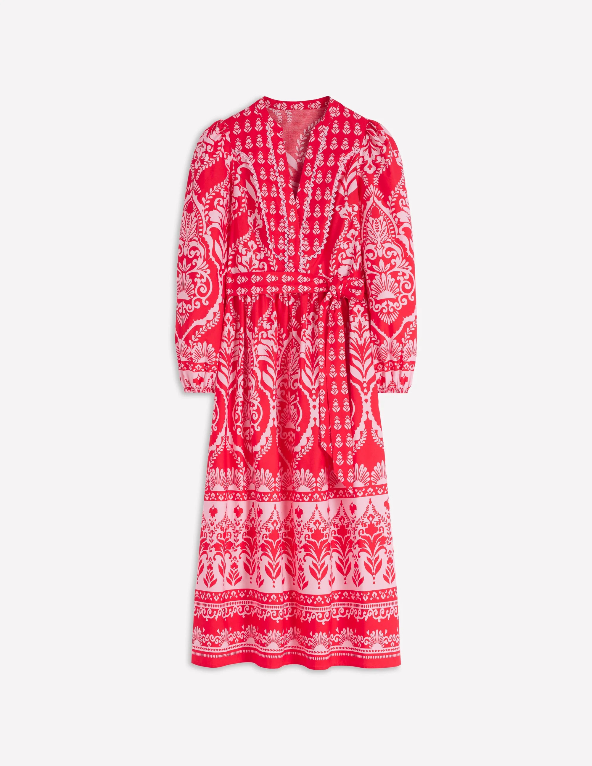 Cary Cotton Midi Dress-Red Ornamental Garden Mono | Boden (US)