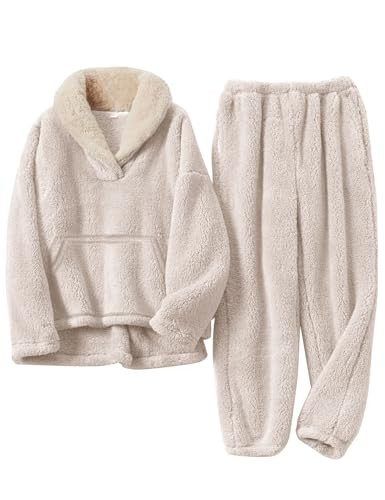 Flygo Girls Fuzzy Pants Set Fleece Outfits Winter Flannel Loose Fluffy Pullover Sweatshirt Top Pa... | Amazon (US)