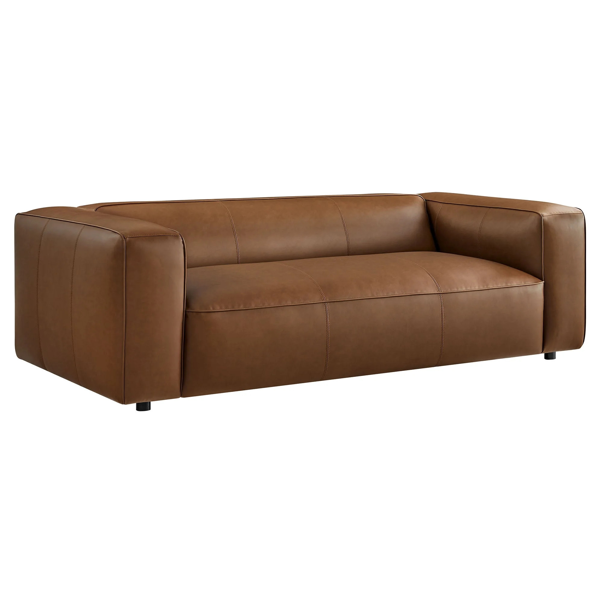 Modway Auren Vegan Leather Upholstered Sofa in Coffee - Walmart.com | Walmart (US)