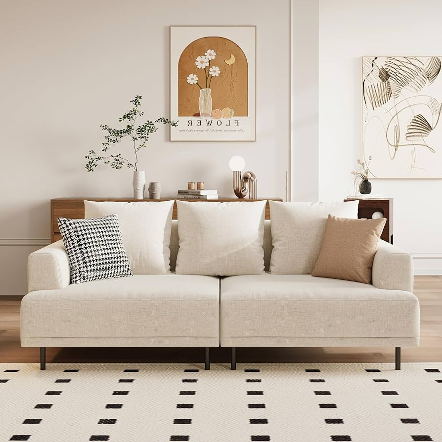 Modular Sectional Sofa for Living Room, 82.6" Wide Mid-Century Modern Fabric Couch with Cozy Seat... | Amazon (US)