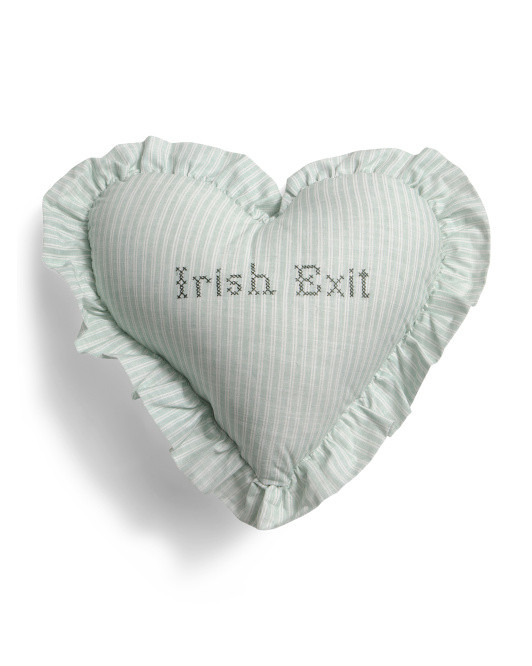 16x16 Irish Exit Embroidered Needlepoint Striped Heart Pillow | TJ Maxx