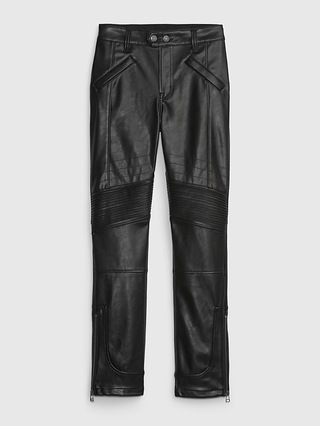 Mid Rise Vegan Leather Moto Vintage Slim Pants | Gap (CA)