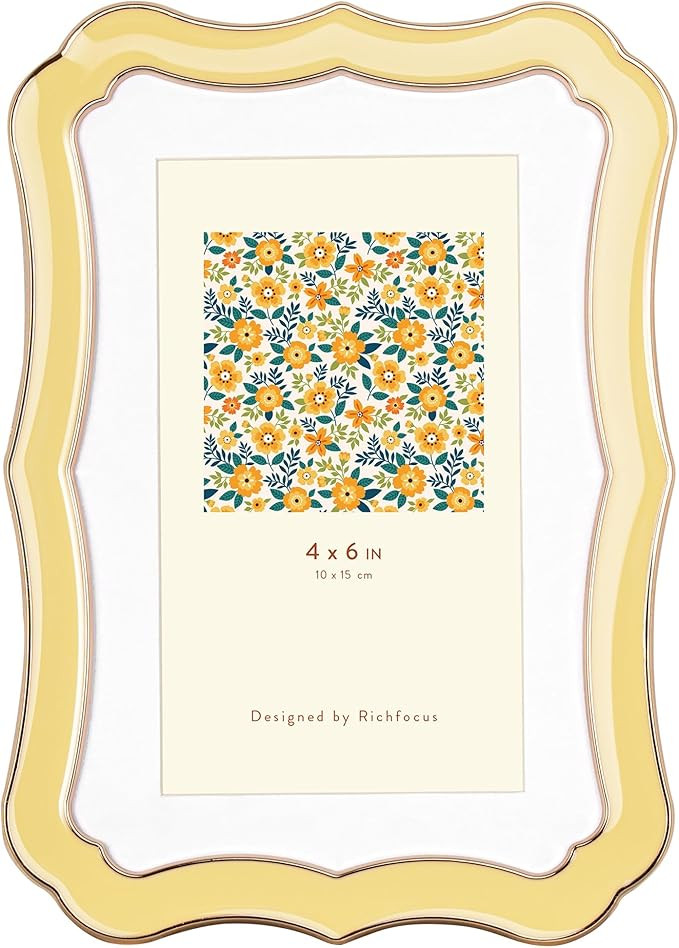 4x6 Enamel Picture Frame with HD-Tempered Glass, Display 3x5 Photo with Mat, Ornate Photo Frame w... | Amazon (US)