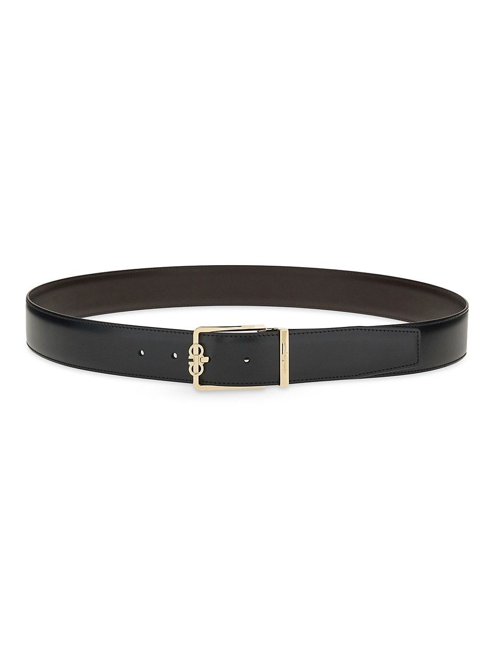 Double Adjustable Gancini Buckle Leather Belt | Saks Fifth Avenue