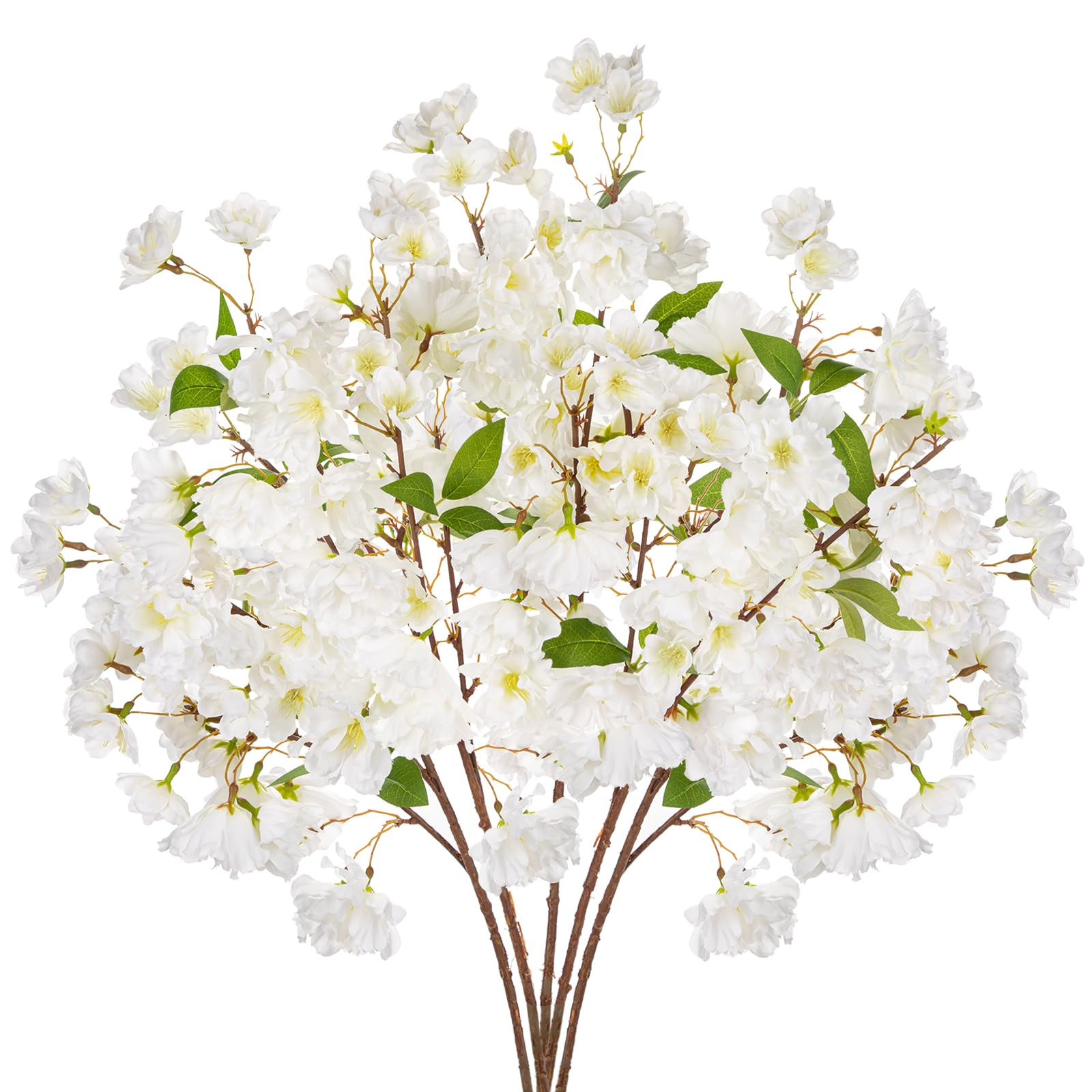 Artificial Cherry Blossom Branches 27” 5 Pcs Faux Cherry Flowers White Fake Silk Flowers Artifi... | Amazon (US)