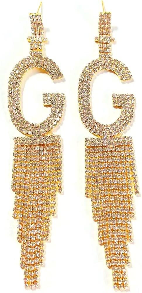SUNSCSC Gold Plated Letter Initial Tassel Dangle Linear Drop Earrings for Women Party Jewelry Cle... | Amazon (US)