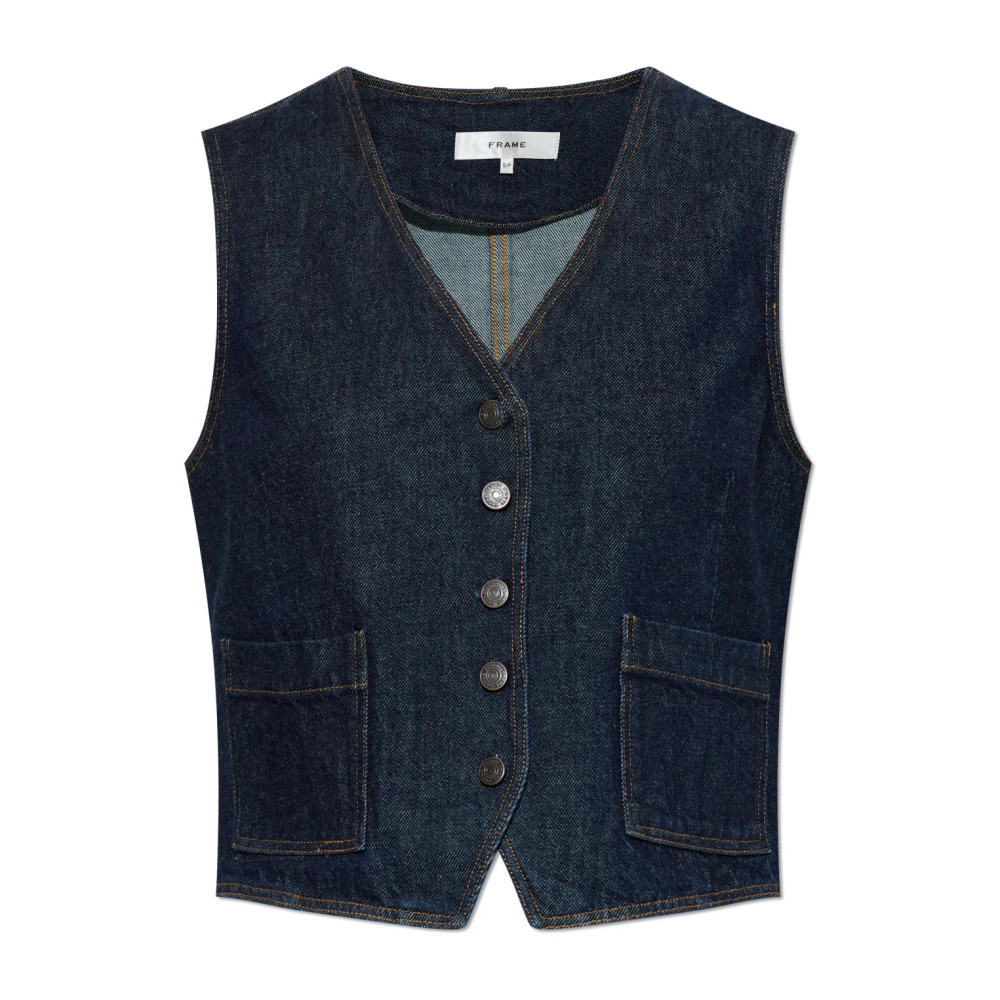 Frame, Waistcoats, female, Blue, M, Denim vest | Miinto UK Ltd